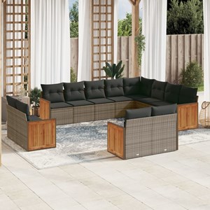 Maison exclusive - salon de jardin avec coussins 12 pcs gris résine tressée