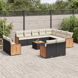 Maison exclusive - salon de jardin avec coussins 13 pcs noir résine tressée