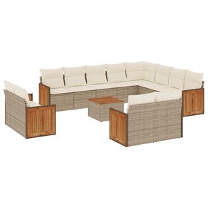 Maison exclusive - salon de jardin avec coussins 13 pcs beige résine tressée