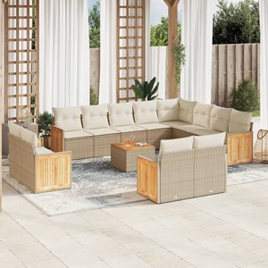 Maison exclusive - salon de jardin avec coussins 13 pcs beige résine tressée