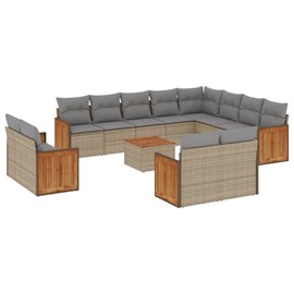 Maison exclusive - salon de jardin avec coussins 13 pcs beige résine tressée