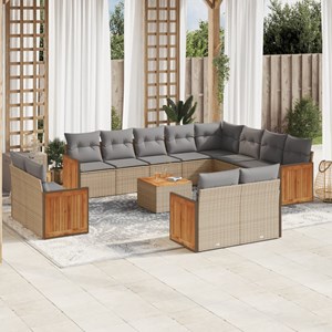 Maison exclusive - salon de jardin avec coussins 13 pcs beige résine tressée