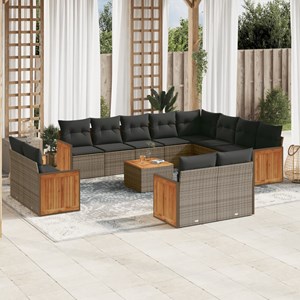 Maison exclusive - salon de jardin avec coussins 13 pcs gris résine tressée