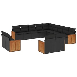 Maison exclusive - salon de jardin avec coussins 13 pcs noir résine tressée