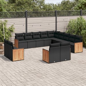 Maison exclusive - salon de jardin avec coussins 13 pcs noir résine tressée