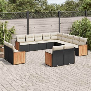 Maison exclusive - salon de jardin avec coussins 13 pcs noir résine tressée