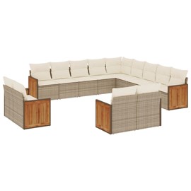 Maison exclusive - salon de jardin avec coussins 13 pcs beige résine tressée