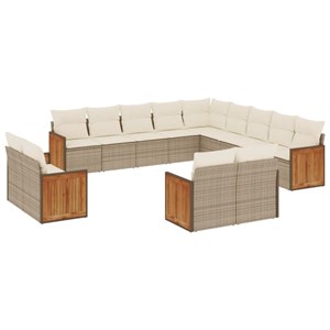 Maison exclusive - salon de jardin avec coussins 13 pcs beige résine tressée
