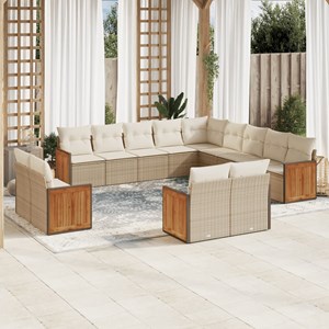 Maison exclusive - salon de jardin avec coussins 13 pcs beige résine tressée