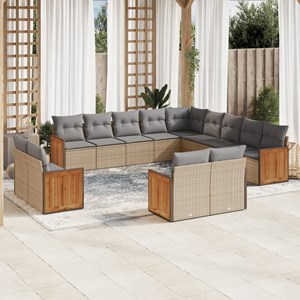 Maison exclusive - salon de jardin avec coussins 13 pcs beige résine tressée