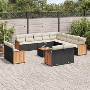 Maison exclusive - salon de jardin avec coussins 14 pcs noir résine tressée