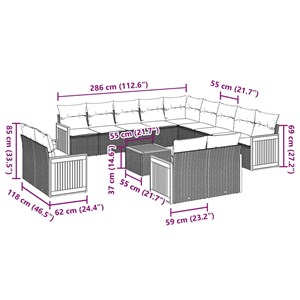 Maison exclusive - salon de jardin avec coussins 14 pcs noir résine tressée