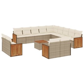 Maison exclusive - salon de jardin avec coussins 14 pcs beige résine tressée
