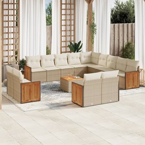 Maison exclusive - salon de jardin avec coussins 14 pcs beige résine tressée