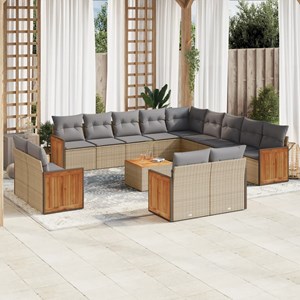 Maison exclusive - salon de jardin avec coussins 14 pcs beige résine tressée
