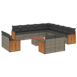 Maison exclusive - salon de jardin avec coussins 14 pcs gris résine tressée