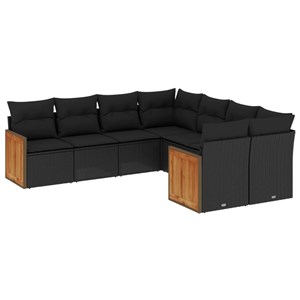 Maison exclusive - salon de jardin 8 pcs avec coussins noir résine tressée