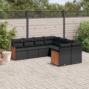 Maison exclusive - salon de jardin 8 pcs avec coussins noir résine tressée