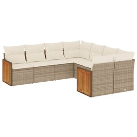 Maison exclusive - salon de jardin avec coussins 8 pcs beige résine tressée