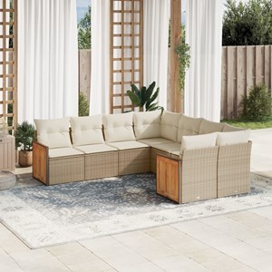 Maison exclusive - salon de jardin avec coussins 8 pcs beige résine tressée