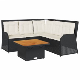 Maison exclusive - salon de jardin 4 pcs avec coussins noir résine tressée