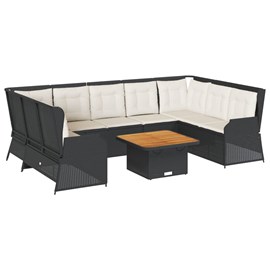 Maison exclusive - salon de jardin 7 pcs avec coussins noir résine tressée