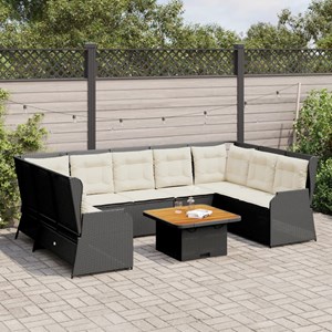 Maison exclusive - salon de jardin 7 pcs avec coussins noir résine tressée