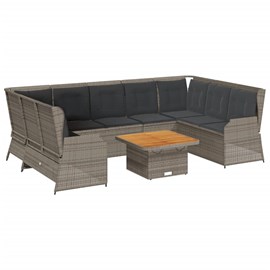 Maison exclusive - salon de jardin 7 pcs avec coussins gris résine tressée