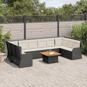 Maison exclusive - salon de jardin 7 pcs avec coussins noir résine tressée