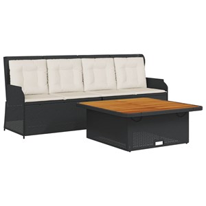 Maison exclusive - salon de jardin 3 pcs avec coussins noir résine tressée