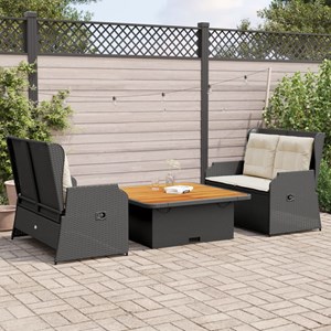 Maison exclusive - salon de jardin 3 pcs avec coussins noir résine tressée