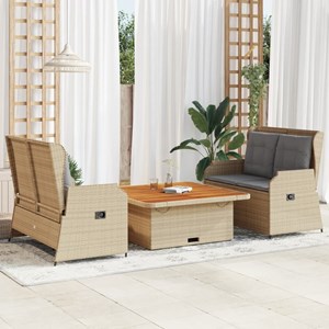 Maison exclusive - salon de jardin avec coussins 3 pcs beige résine tressée