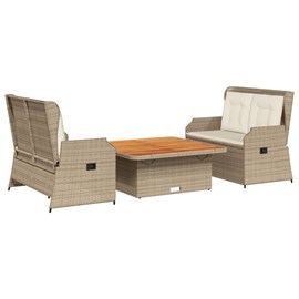 Maison exclusive - salon de jardin avec coussins 3 pcs beige résine tressée