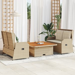 Maison exclusive - salon de jardin avec coussins 3 pcs beige résine tressée
