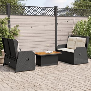Maison exclusive - salon de jardin 3 pcs avec coussins noir résine tressée