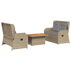 Maison exclusive - salon de jardin avec coussins 3 pcs beige résine tressée