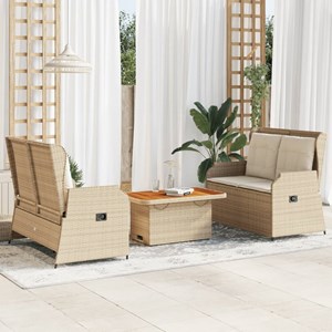 Maison exclusive - salon de jardin avec coussins 3 pcs beige résine tressée