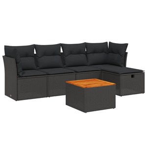 Maison exclusive - salon de jardin 6 pcs avec coussins noir résine tressée