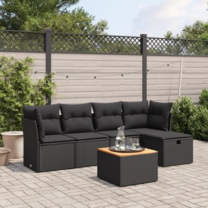 Maison exclusive - salon de jardin 6 pcs avec coussins noir résine tressée