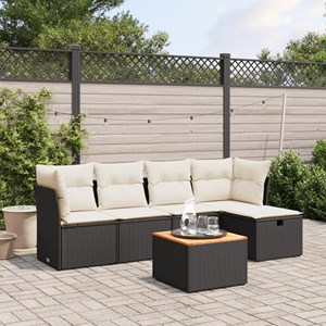 Maison exclusive - salon de jardin 6 pcs avec coussins noir résine tressée