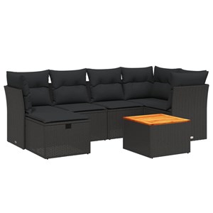 Maison exclusive - salon de jardin 7 pcs avec coussins noir résine tressée