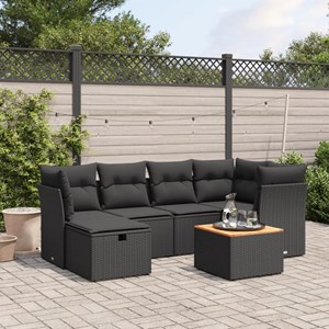 Maison exclusive - salon de jardin 7 pcs avec coussins noir résine tressée