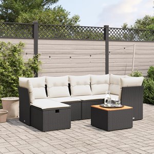 Maison exclusive - salon de jardin 7 pcs avec coussins noir résine tressée