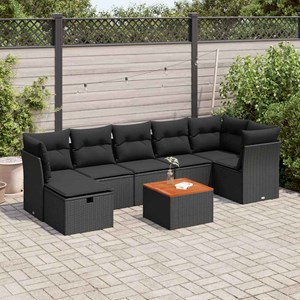 Maison exclusive - salon de jardin 8 pcs avec coussins noir résine tressée