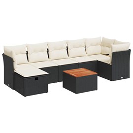 Maison exclusive - salon de jardin 8 pcs avec coussins noir résine tressée