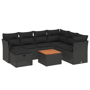 Maison exclusive - salon de jardin 8 pcs avec coussins noir résine tressée