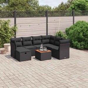 Maison exclusive - salon de jardin 8 pcs avec coussins noir résine tressée