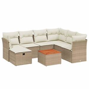 Maison exclusive - salon de jardin avec coussins 8 pcs beige résine tressée