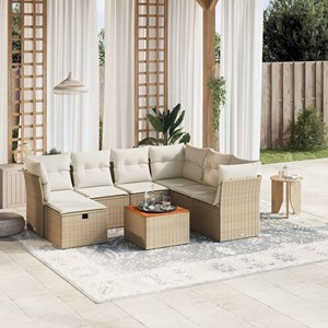 Maison exclusive - salon de jardin avec coussins 8 pcs beige résine tressée