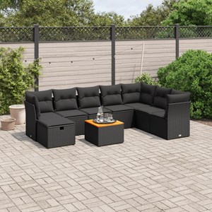 Maison exclusive - salon de jardin 9 pcs avec coussins noir résine tressée